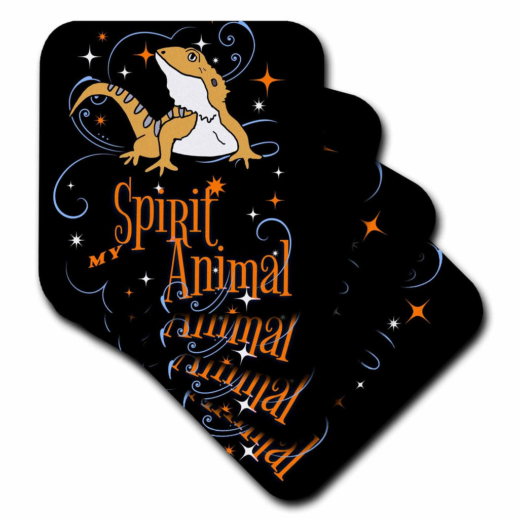 3dRose Funny Cute Bearded Dragon Lizard My Spirit Animal Spirit Guide - Coasters (cst-371293)