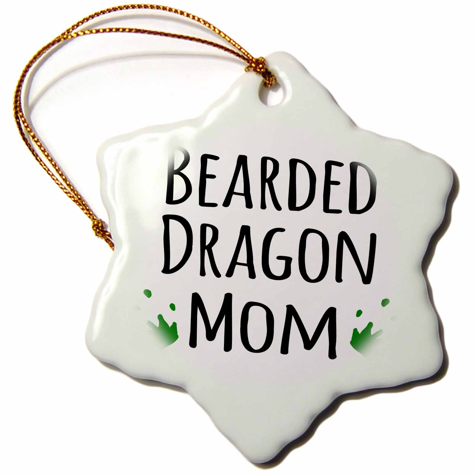 3dRose InspirationzStore Pet Designs - Bearded Dragon Mom - for Female Lizard and Reptile Enthusiasts and Girl pet Owners Green Footprints - Ornaments (ORN_154045)