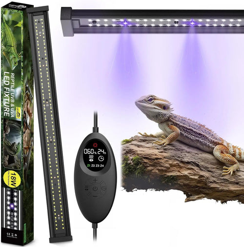 18W UVA UVB Reptile LED Light 28.5" – Auto Modes & Timer