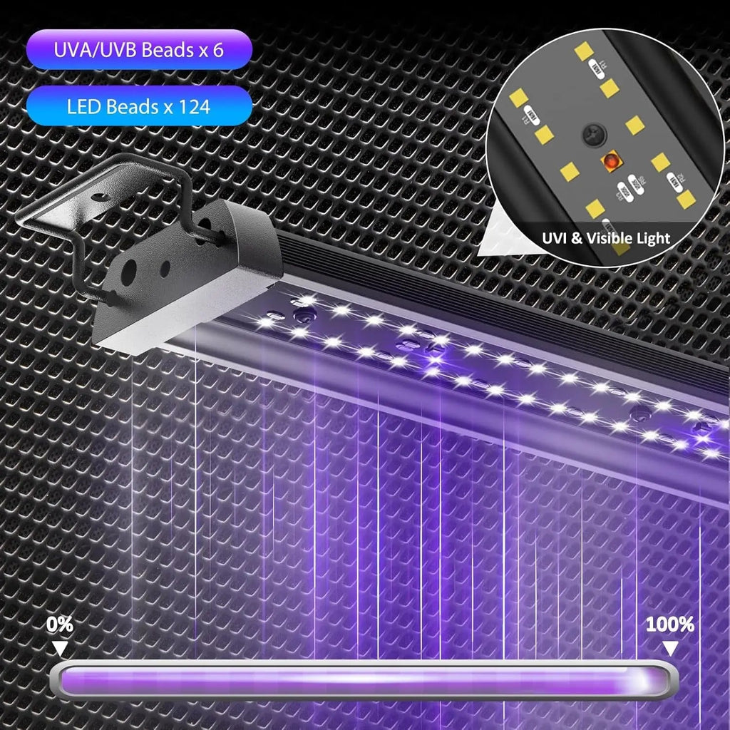 18W UVA UVB Reptile LED Light 28.5" – Auto Modes & Timer