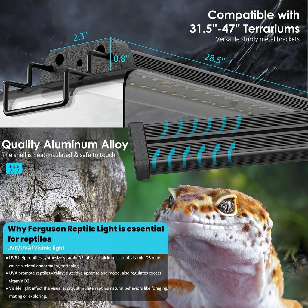 18W UVA UVB Reptile LED Light 28.5" – Auto Modes & Timer