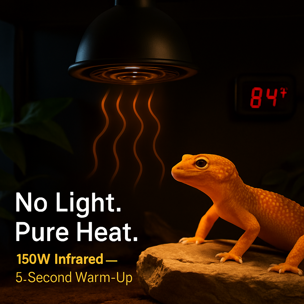 Ceramic Infrared Heat Lamp for Reptile Terrariums (No Light)