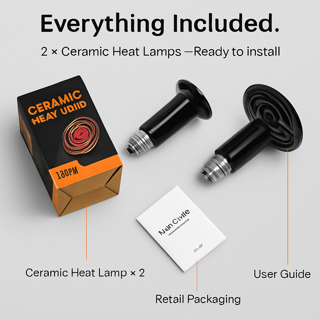 Ceramic Infrared Heat Lamp for Reptile Terrariums (No Light)